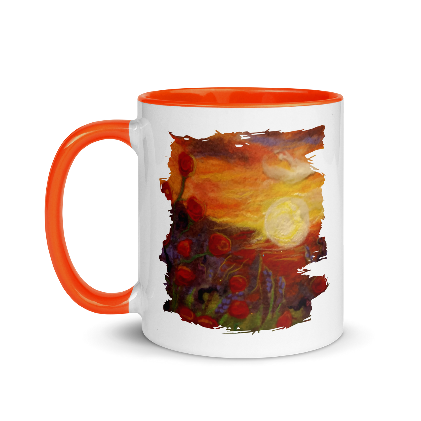 Sunset Poppies Mug with Color Inside