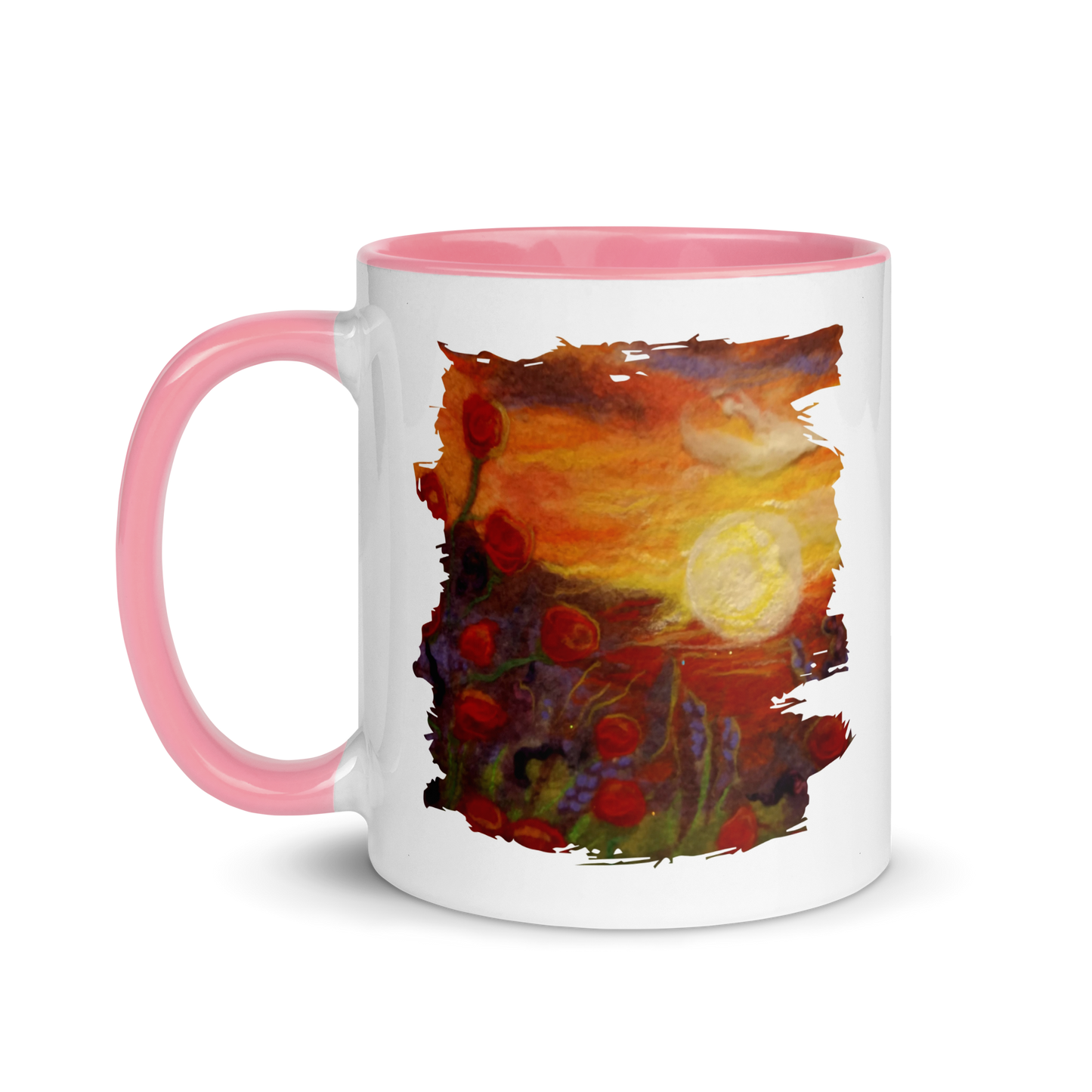 Sunset Poppies Mug with Color Inside