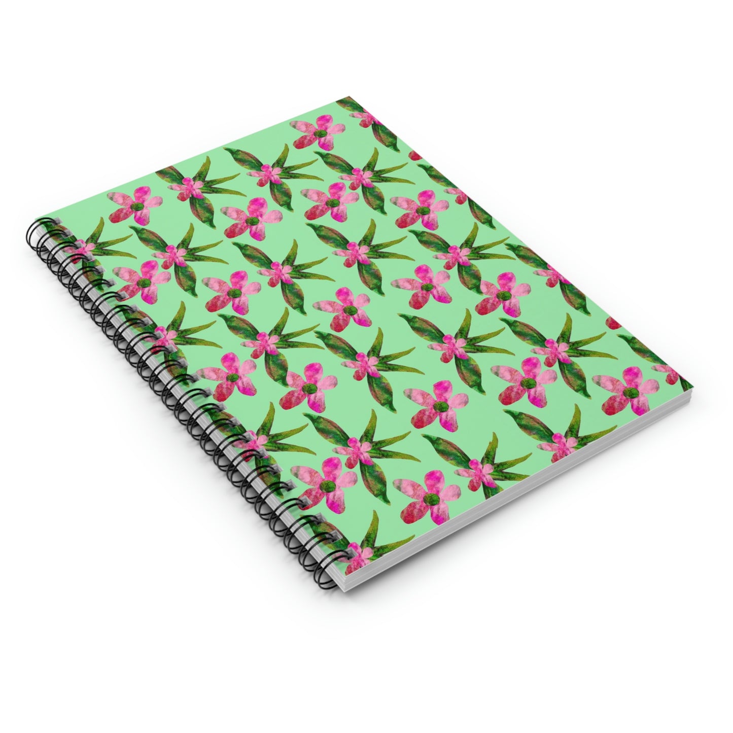 Summer Mint, Tropical Floral, Spiral Notebook - Ruled Line