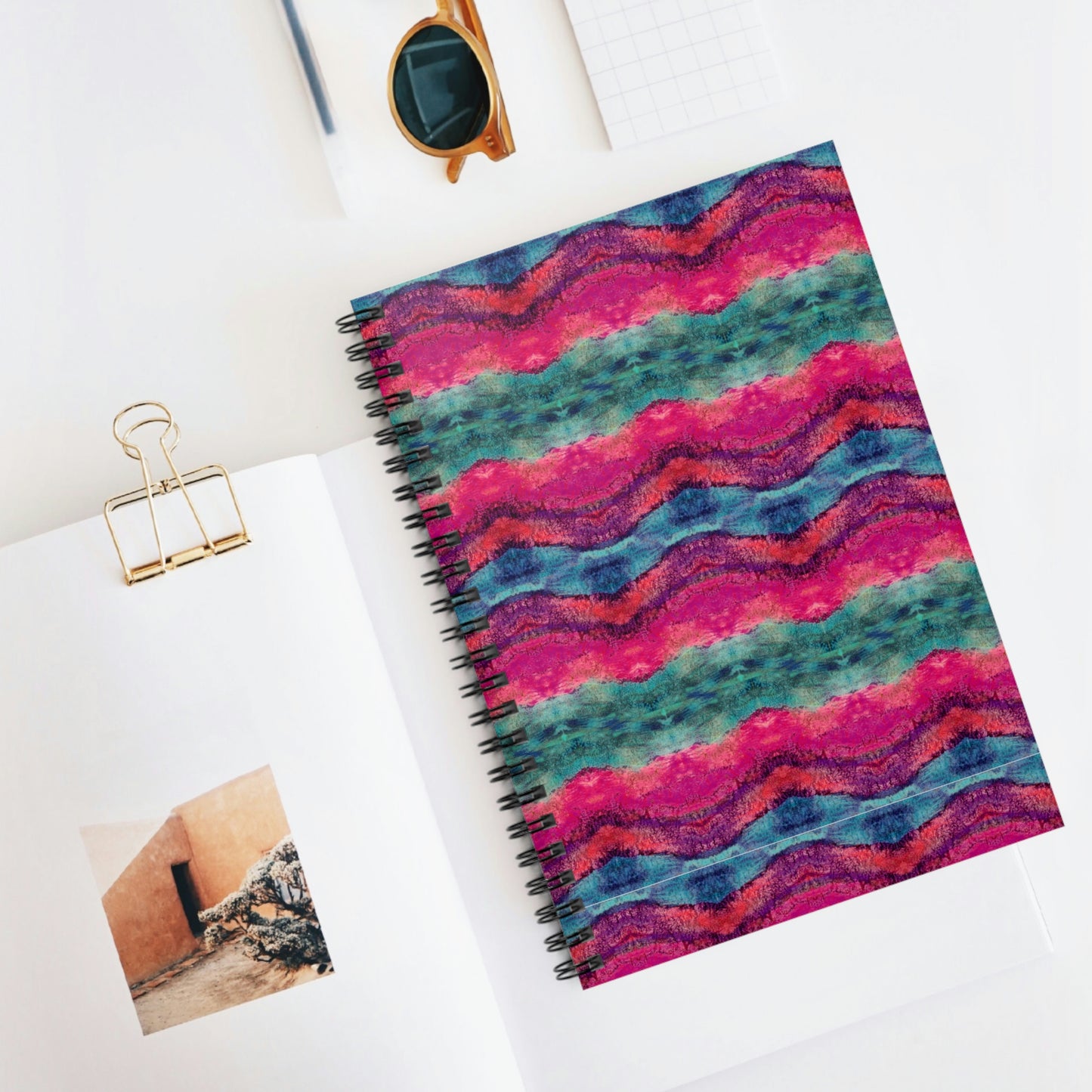 Magenta Daze, Textured Hypnosis, Spiral Notebook - Ruled Line