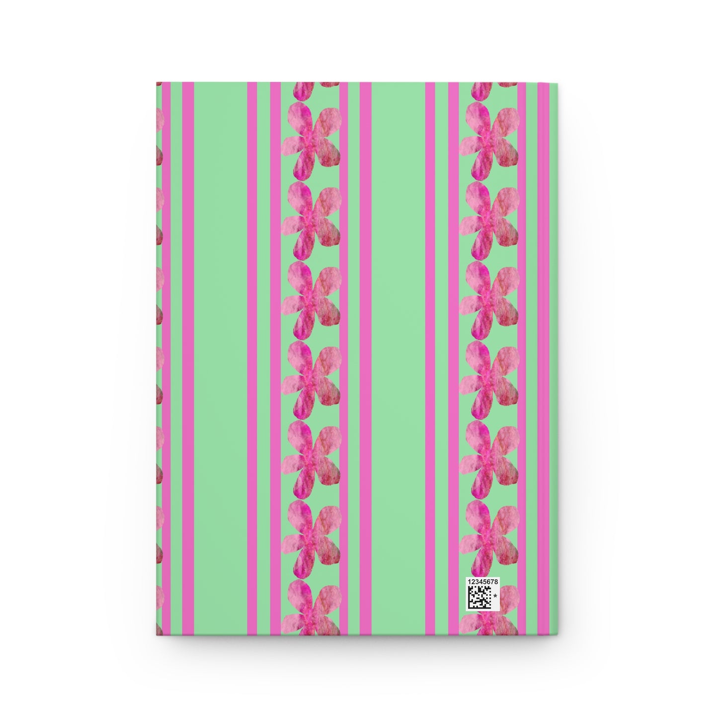 Striped Pink Flowers Hardcover Journal Matte