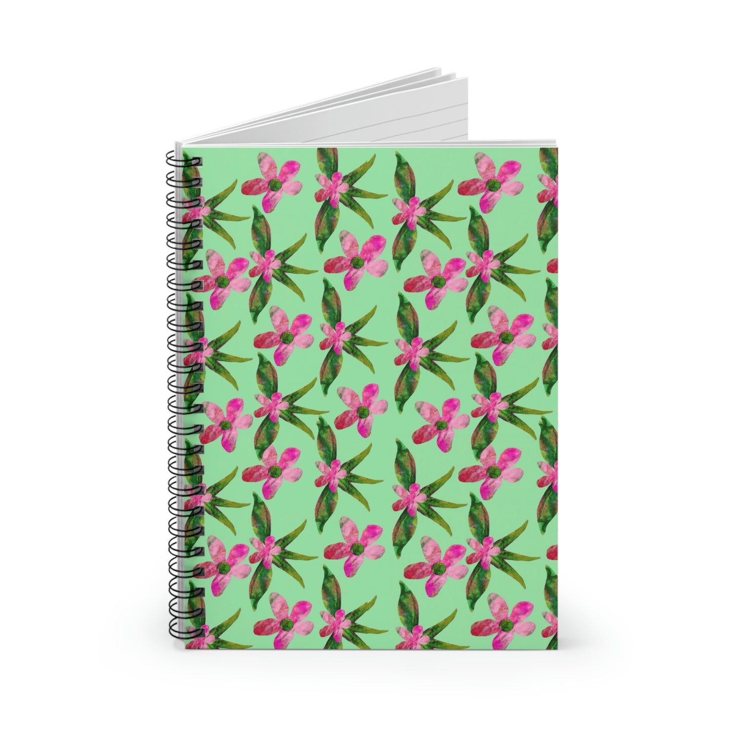 Summer Mint, Tropical Floral, Spiral Notebook - Ruled Line