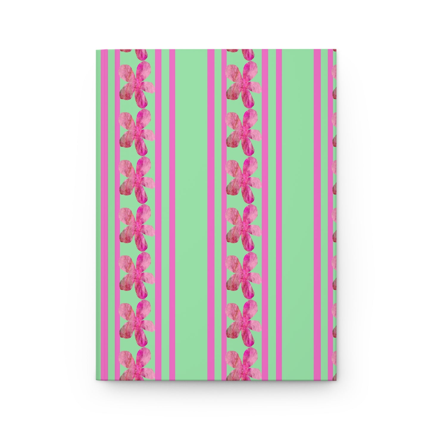 Striped Pink Flowers Hardcover Journal Matte