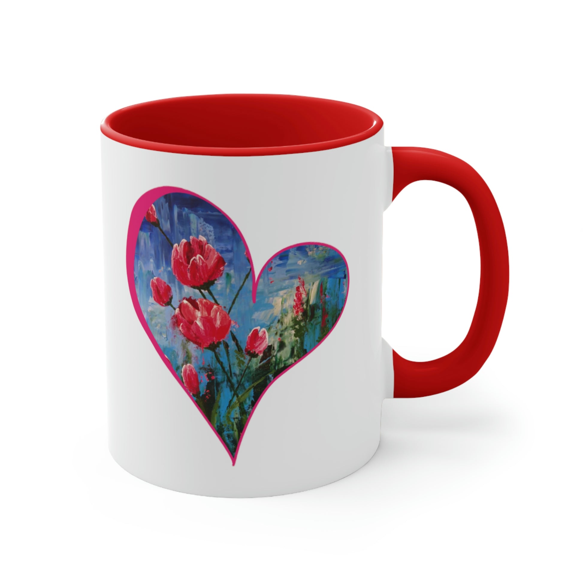 tulip heart mug with tulip art