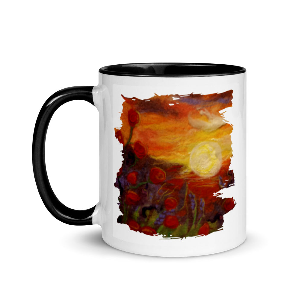 Sunset Poppies Mug with Color Inside