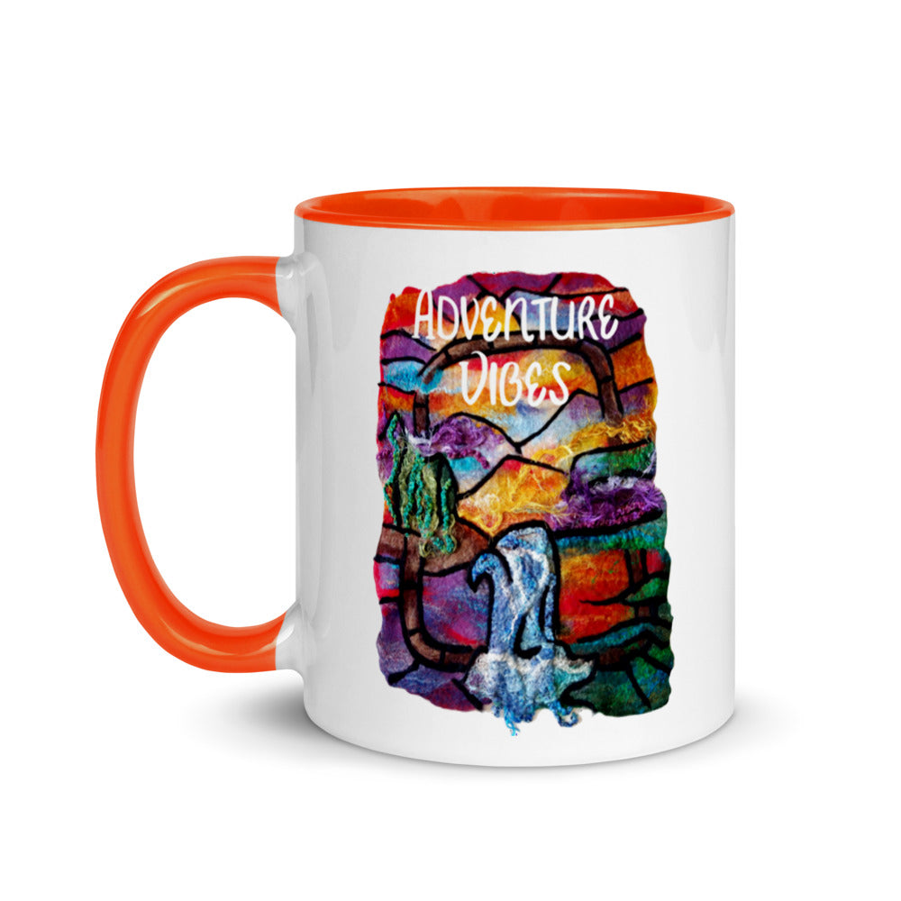 Adventure Vibes Awaits colorful coffee mug to motivate yourself and plan your travels
