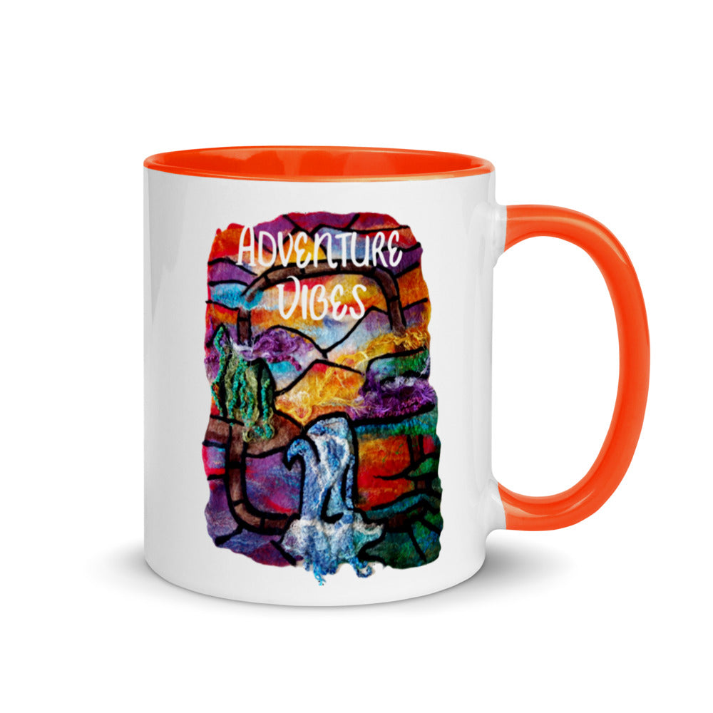 Adventure Vibes Awaits colorful coffee mug to motivate yourself and plan your travels