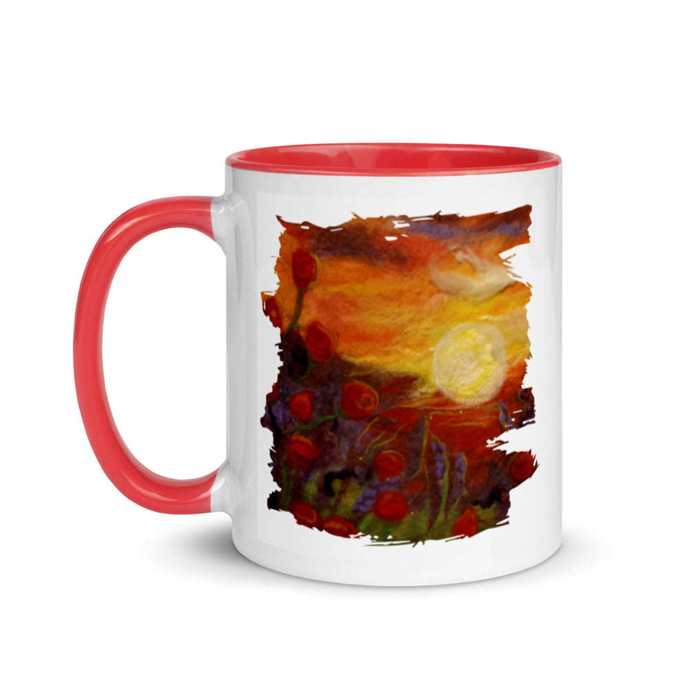 Sunset Poppies Mug with Color Inside