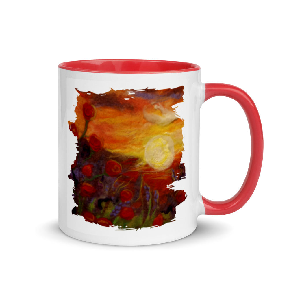 Sunset Poppies Mug with Color Inside