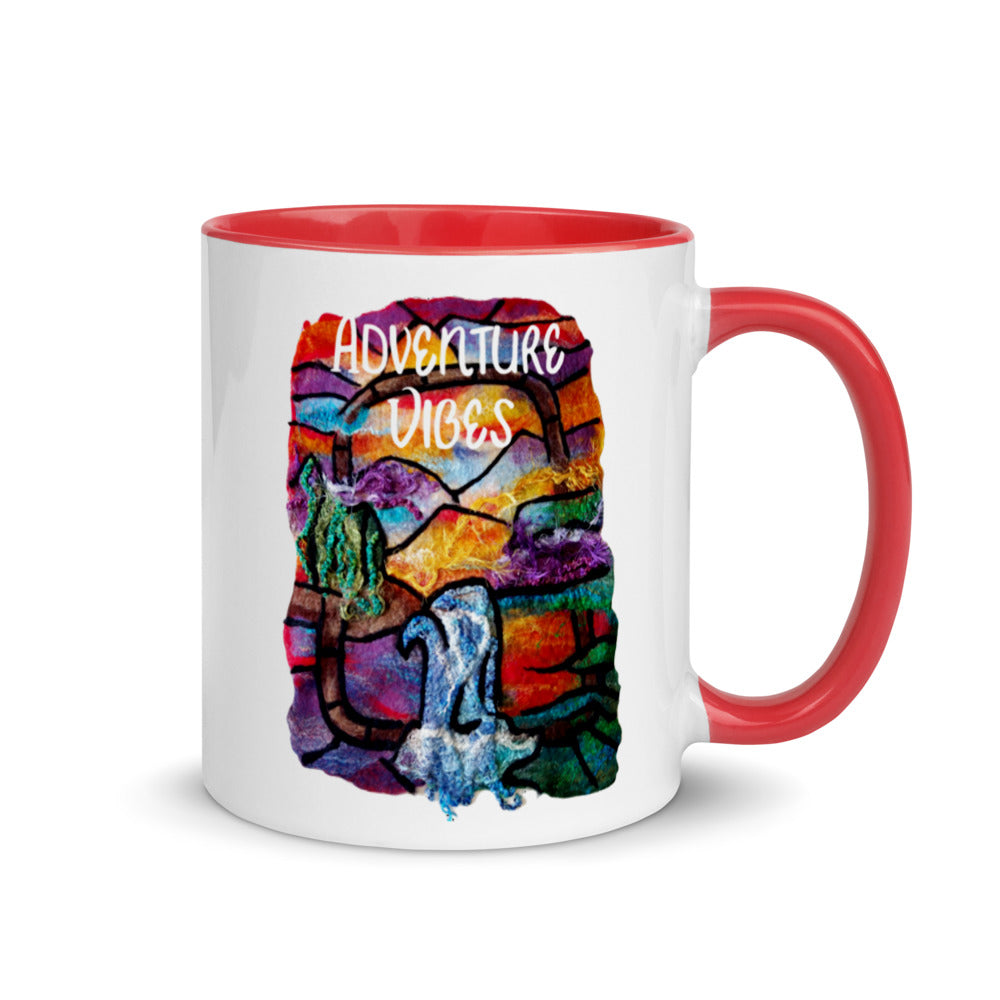 Adventure Vibes Awaits colorful coffee mug to motivate yourself and plan your travels