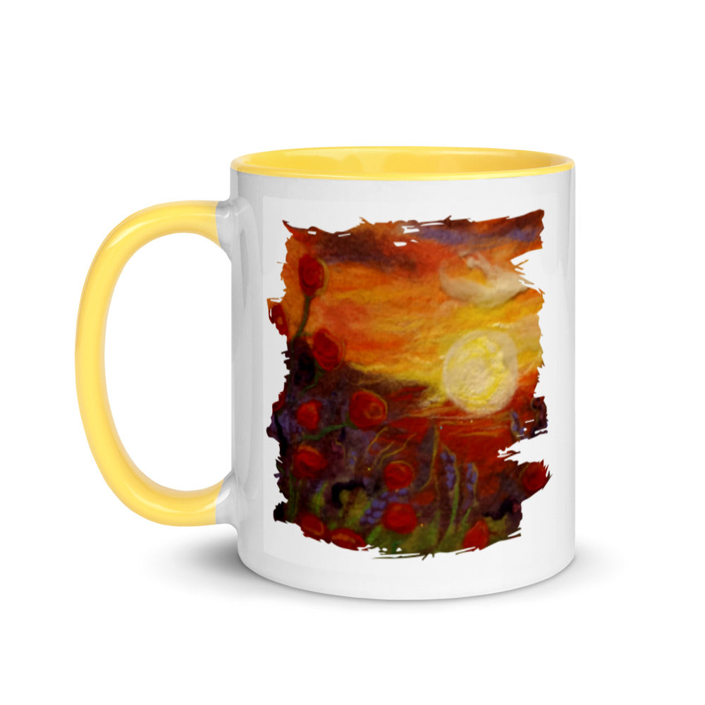 Sunset Poppies Mug with Color Inside