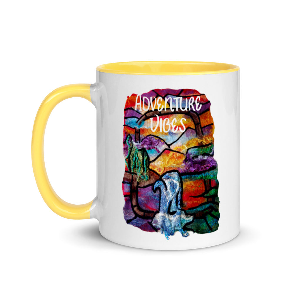 Adventure Vibes Awaits colorful coffee mug to motivate yourself and plan your travels