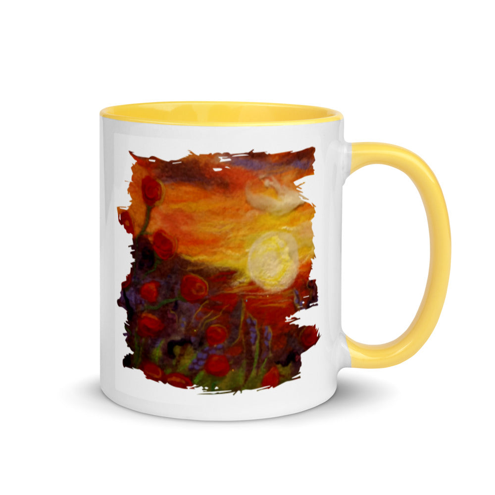 Sunset Poppies Mug with Color Inside