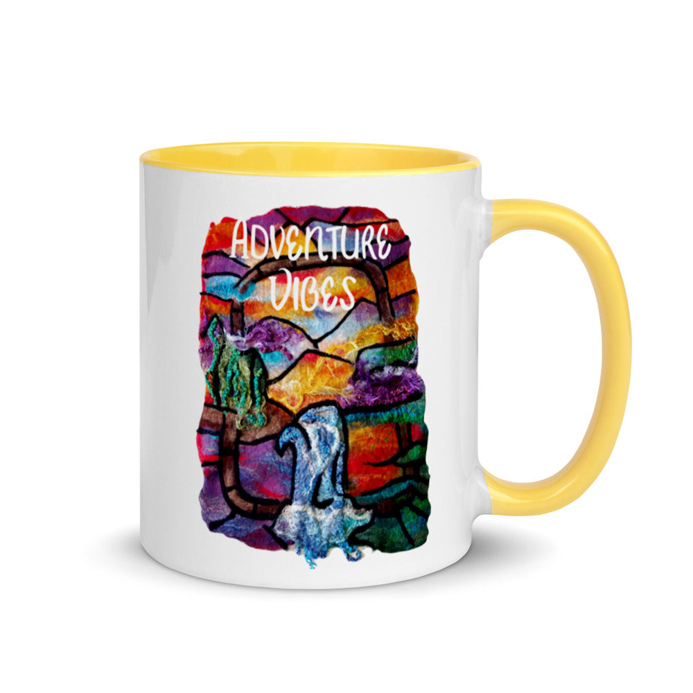 Adventure Vibes Awaits colorful coffee mug to motivate yourself and plan your travels