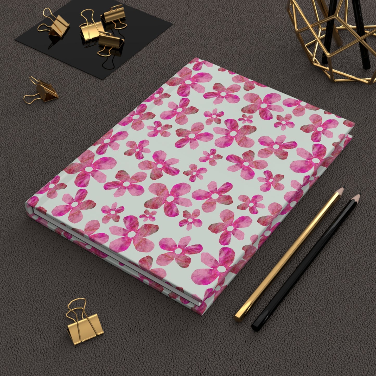 Pink Flowers Hardcover Journal Matte