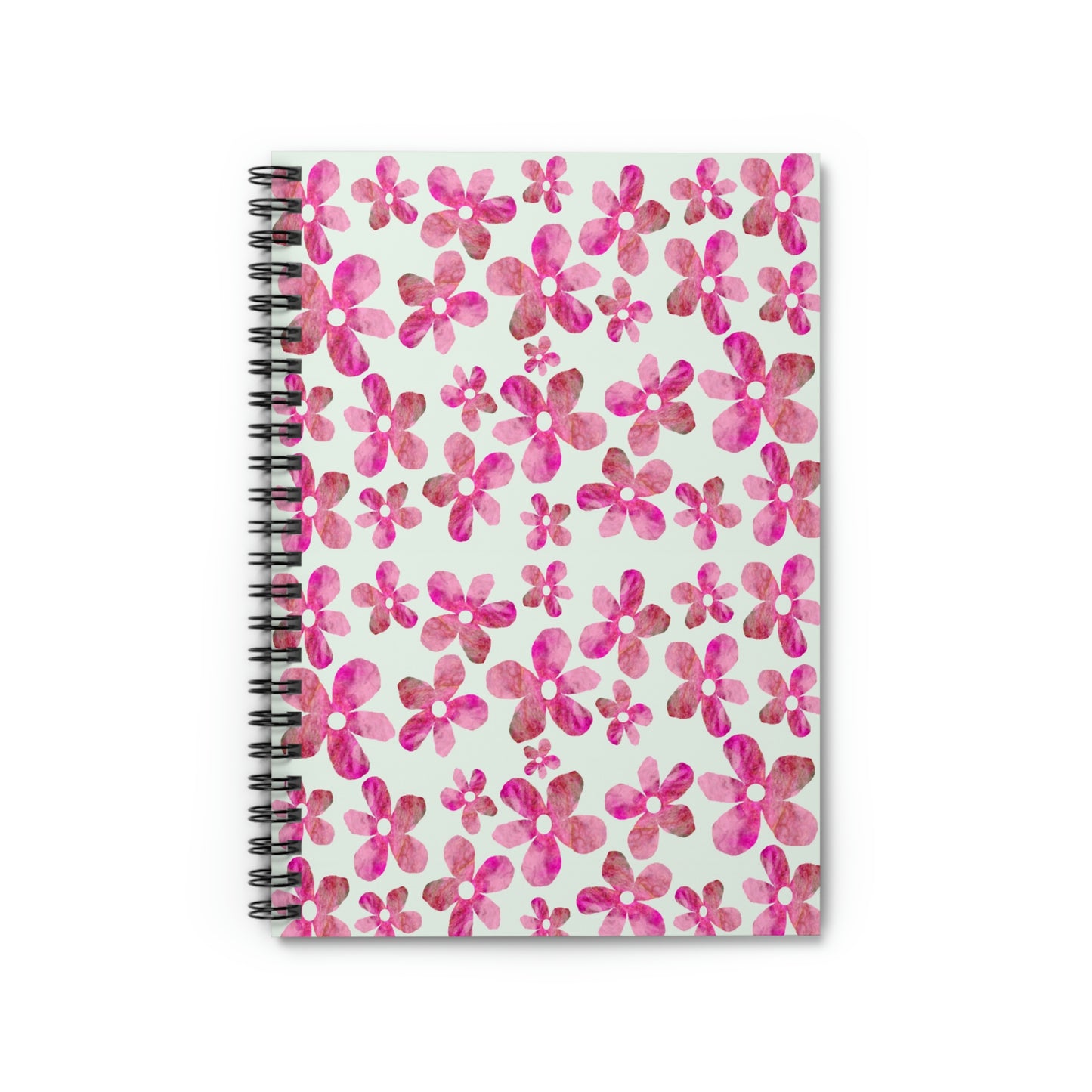 Summer Mint, Cotton Candy Pink Floral, Spiral Notebook - Ruled Line