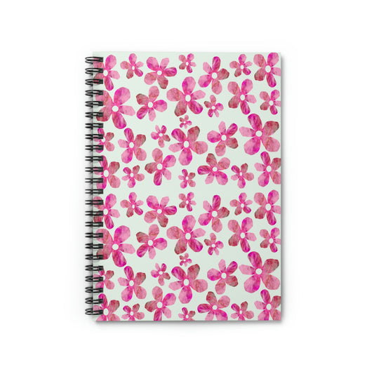 Summer Mint, Cotton Candy Pink Floral, Spiral Notebook - Ruled Line