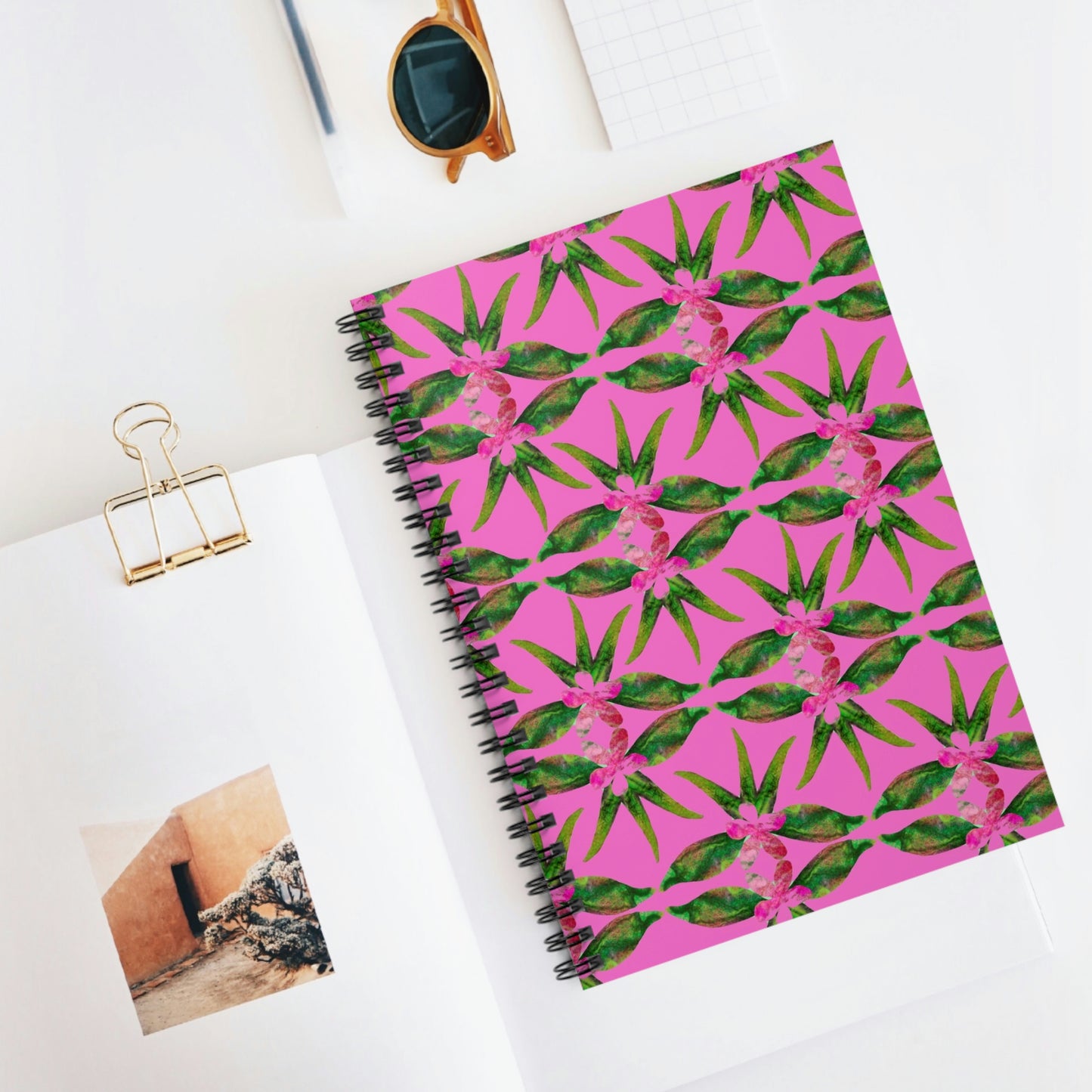 Summer Mint, Tropical Pink, Spiral Notebook - Ruled Line