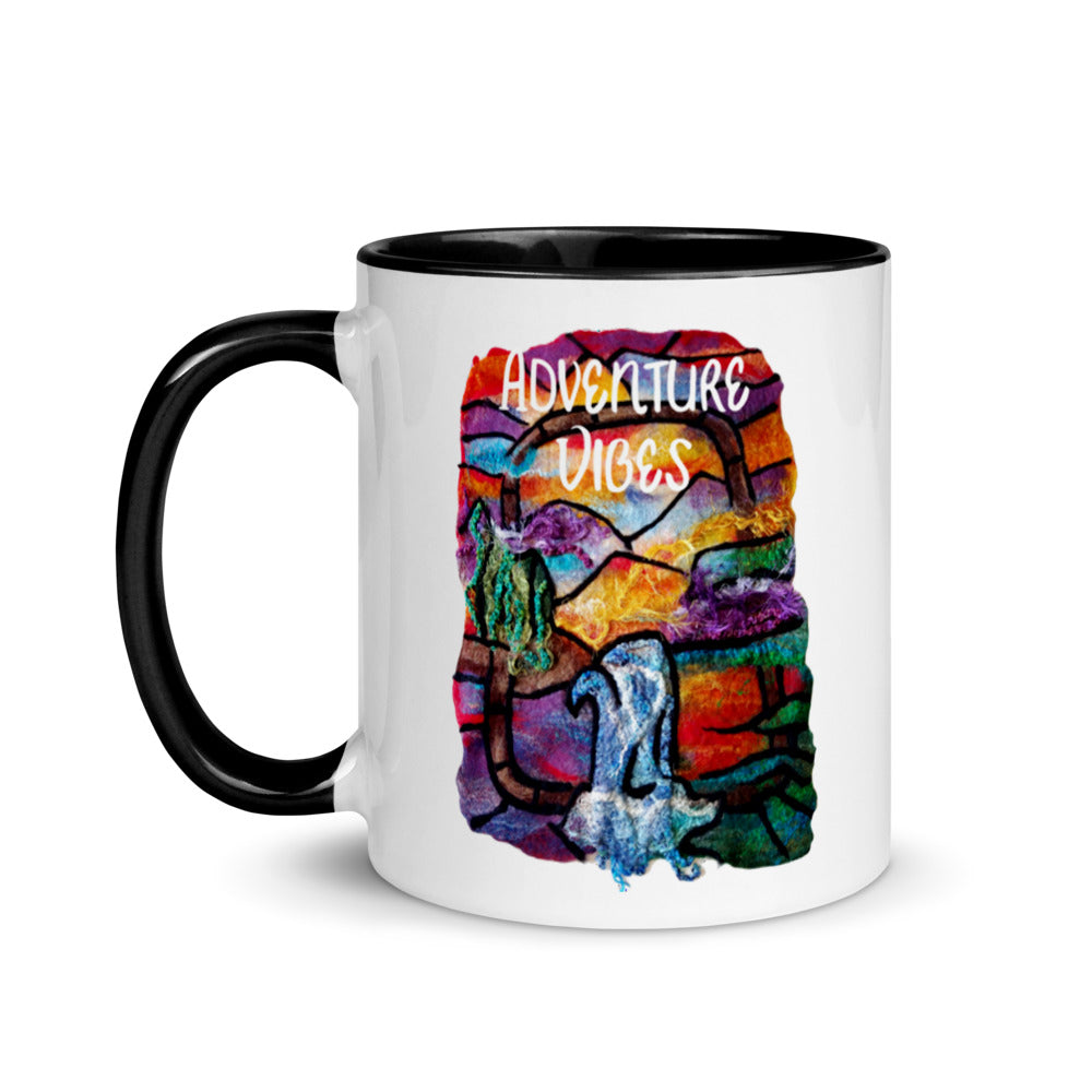 Adventure Vibes Awaits colorful coffee mug to motivate yourself and plan your travels