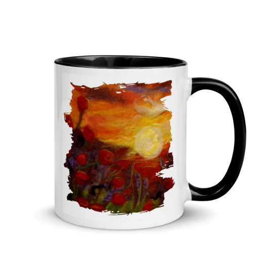 Sunset Poppies Mug with Color Inside