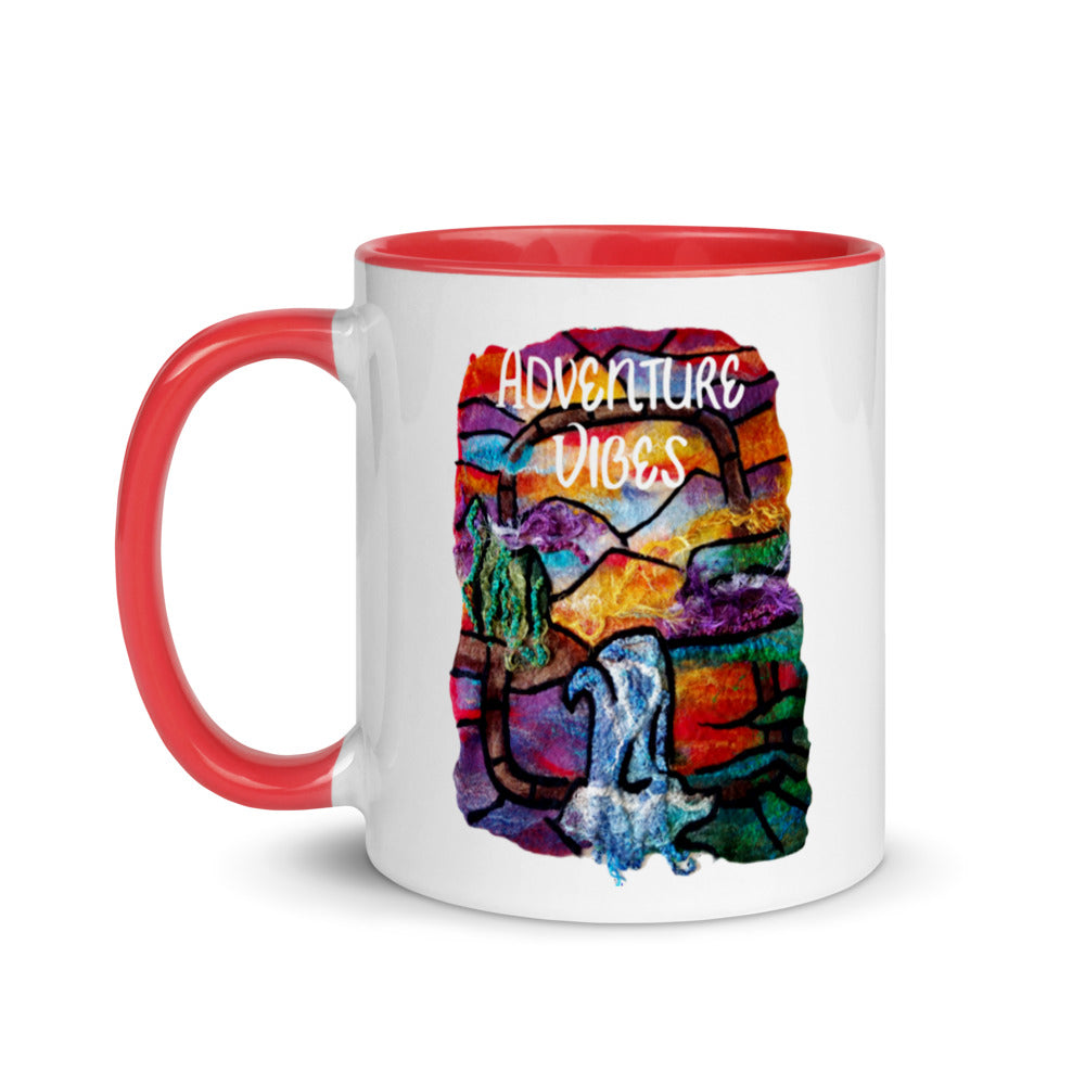 Adventure Vibes Awaits colorful coffee mug to motivate yourself and plan your travels