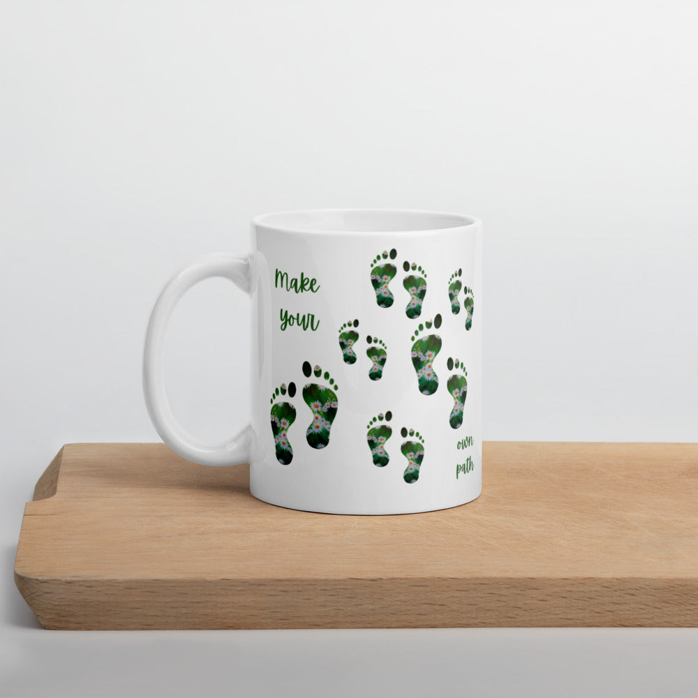 Footprints White glossy mug